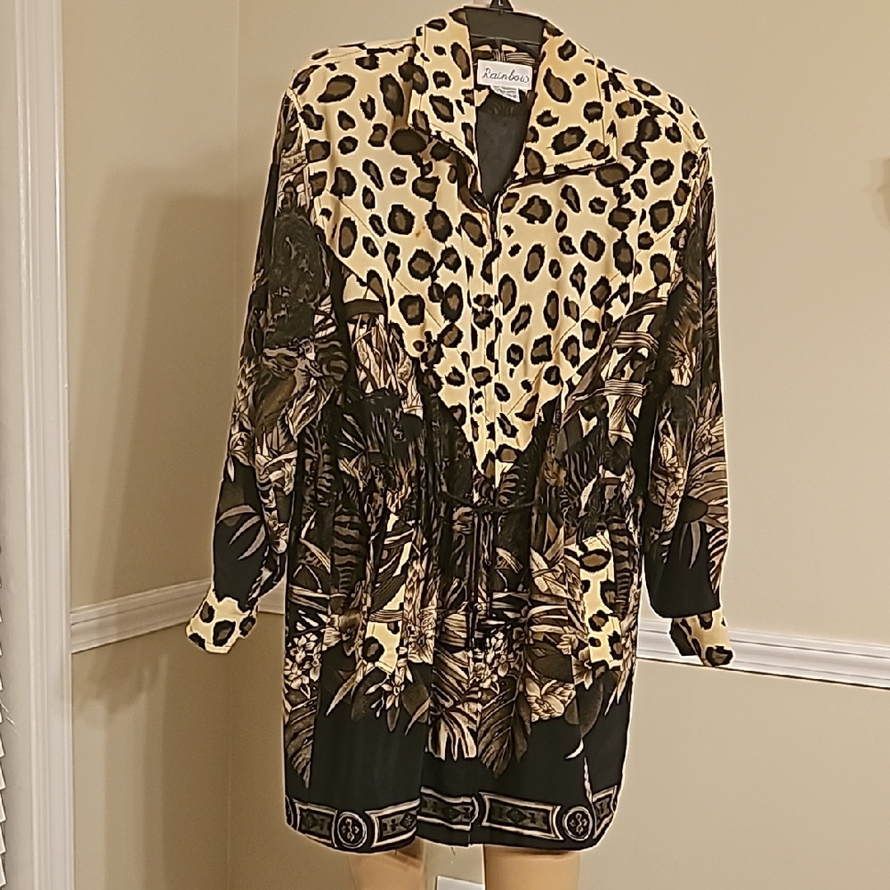 Rainbow Leopard Print Jacket with Black Accents